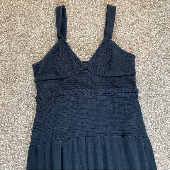 Anthropologie Ruched Tiered Maxi Dress, XL, Black Smocked, Stretchy, Cottagecore - Picture 5 of 10
